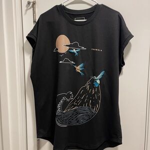 Young la Graphic Tee with Blue Hummingbird Design